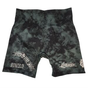 Darc Sport She Scrunch Black and Green Tie-Dye Shorts